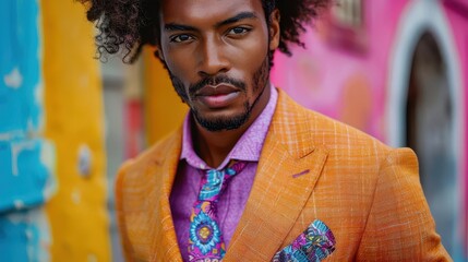 man with a colorful tie and suit jacket