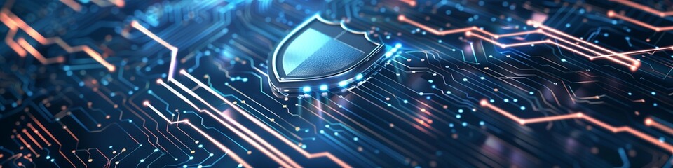 Futuristic Electronic Cyber security, Digital Background Banner ,Generated by AI