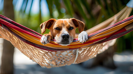 Wall Mural - dog on hammock