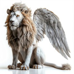 Wall Mural - statue of a lion with wings on its back