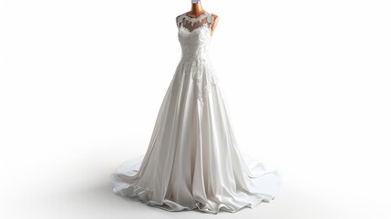 Wall Mural - wedding dress on a mannequin with a white background