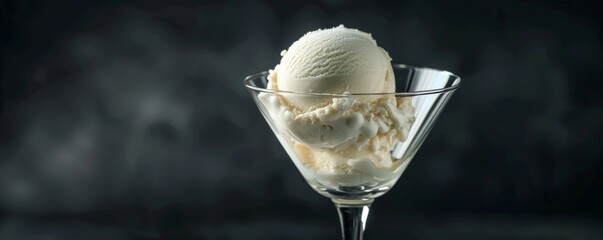 Wall Mural - Vanilla ice cream in a glass cup, food photography concept