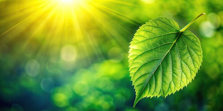 Green leaf in a garden bathed in summer sunlight, against a spring background , nature, greenery, garden, summer, sunlight, spring
