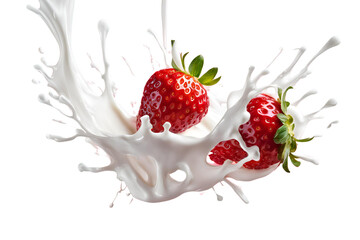 Strawberry and milk cutout on transparent background design