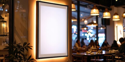 Wall Mural - Blank Sign In A Restaurant Setting