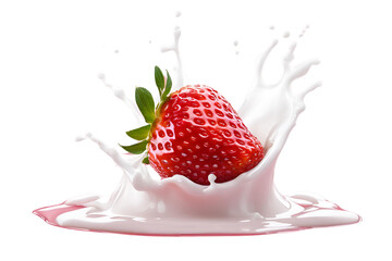 Strawberry and milk cutout on transparent background design