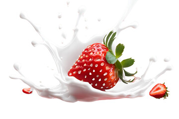 Strawberry and milk cutout on transparent background design