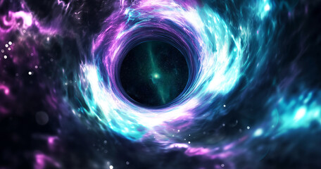 Wall Mural - a deep blue and purple space with a large hole in the middle. the hole is surrounded by a swirling m