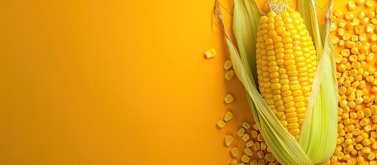 Leinwandbilder - dry corn on a pastel background Corn  pastel   Food. with copy space image. Place for adding text or design