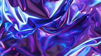 Wall Mural - Abstract shiny folds in blue and purple colors on a dark background. AIG53F.