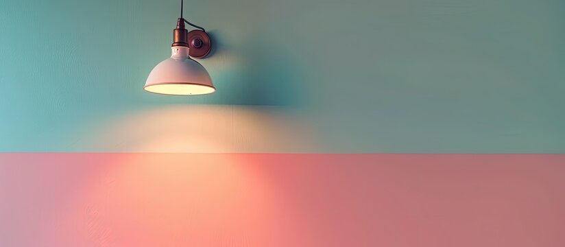 The vintage wall lamp hanging on the wall. Empty space for your text or design. pastel background. with copy space image. Place for adding text or design