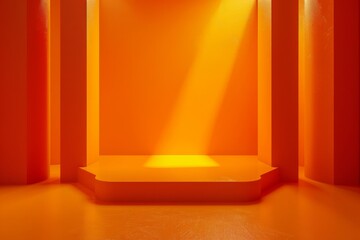 Wall Mural - Vibrant Orange Interior with Light Beam