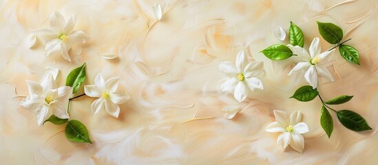 Leinwandbilder - Cape flower bath jasmine placed isolated on a pastel background. with copy space image. Place for adding text or design