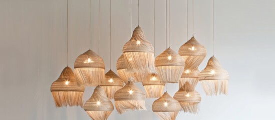 Wall Mural - special design natural raffia paper chandelier home. with copy space image. Place for adding text or design