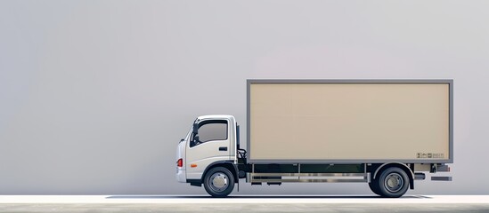 Wall Mural - shipping concept, cardboard box, delivery truck. copy space image. place for adding text or design