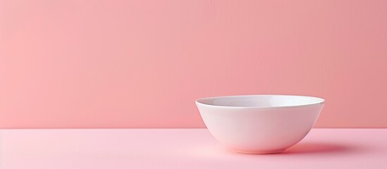 Wall Mural - Empty ceramic bowl over pastel background  Design  Food. with copy space image. Place for adding text or design