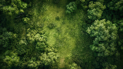 panoramic view of a green landscape, aerial view of a green landscape, green ecology landscape with trees
