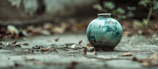 Poster - Porcelain object on ground. with copy space image. Place for adding text or design