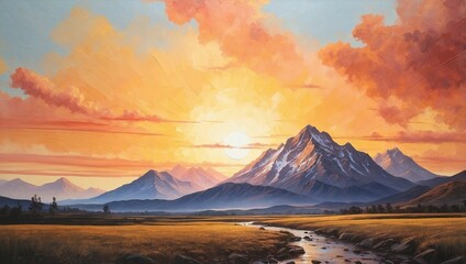 Canvas Print - sunset in the mountains