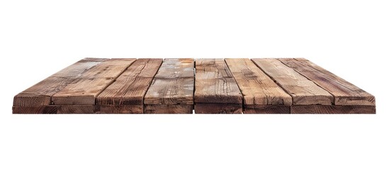 Wall Mural - Empty rustic wood table isolated on white background with copy space for product. clipping path