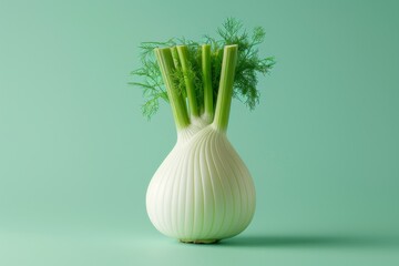 Canvas Print - Fresh Fennel Against a Mint Green Background