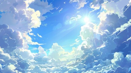 Wall Mural - the sky appears bright and clear with white clouds