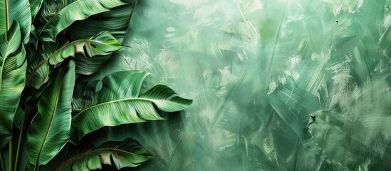 Aufkleber - banana leaf, green leave, green leaf background, abstract background pastel background. with copy space image. Place for adding text or design
