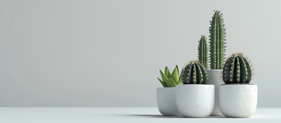 Fototapete - cactus Planted in small ceramic pots. with copy space image. Place for adding text or design