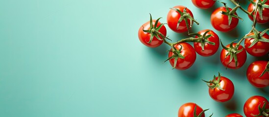Aufkleber - tomatoes on a pastel background Cherry  Tomato   Food. with copy space image. Place for adding text or design