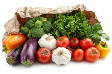 Wall Mural - Fresh Organic Vegetables Isolated on White Background