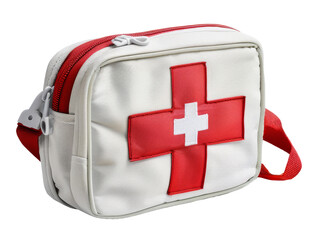 white first aid kit with a red cross symbol, essential for medical emergencies, against a transparen