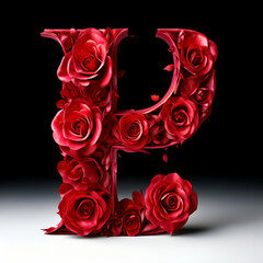 red rose petal letters - F G H I J K. ideal for valentines day or other celebration moment - isolated white background - unique 3D letters and numbers
