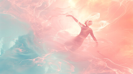 Wall Mural - Ethereal figure in a dreamy pastel environment