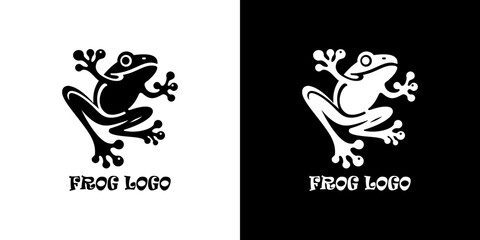 Logo design in the shape of a jumping frog with a bottom view