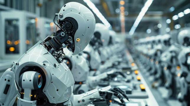 A robot is working in a factory