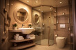 © Preeyada - Modern Luxurious Bathroom with Elegant Fixtures, Glass Shower, and Soft Lighting Creating a Relaxing and Sophisticated Atmosphere