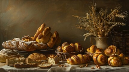 Canvas Print - Baked goods pristine backdrop. Generative AI