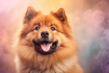 Wall Mural - Portrait of a cute chow chow dog over pastel or soft colors background