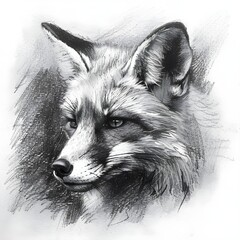 Wall Mural - a fox with a pencil sketch