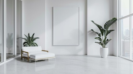 Wall Mural - Poster frame, minimalist interior. Generative AI