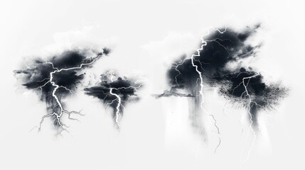 Wall Mural - a dramatic moment captured in black and white, as lightning illuminates the dark sky