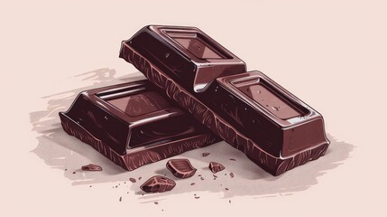 Canvas Print - Two pieces of chocolate sit next to each other on a surface