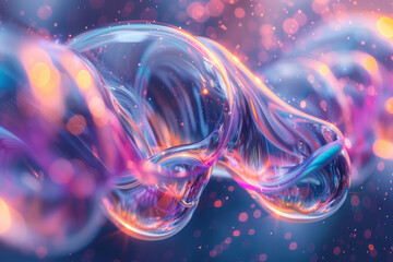 Wall Mural - Fluid shapes moving in 3D with vivid, luminescent lighting,