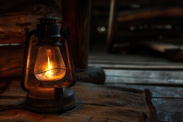 Sticker - A wooden handle with a lit lantern at the top