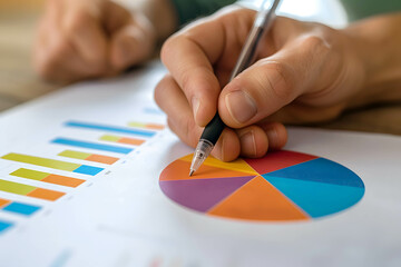 Wall Mural - Financial data analysis concept, financial reports and financial statements, fundamental in business and investment, diversification and portfolio management