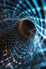 Wall Mural - a close-up view of a black hole with blue lights surrounding it, suitable for use in space-themed il
