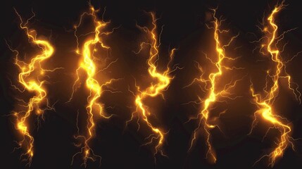 Wall Mural - a close-up shot of lightning streaks on a dark background, ideal for use in illustrations and design