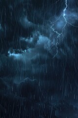 Wall Mural - a bright lightning bolt illuminates the cloudy sky with an electric flash
