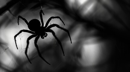 Canvas Print - A spider sitting on its intricate web, perfect for nature or macro photography themes