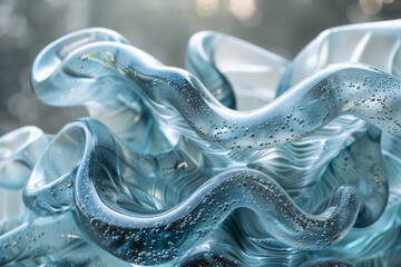 Poster - Abstract sculptural form in glass with intricate, fluid shapes,